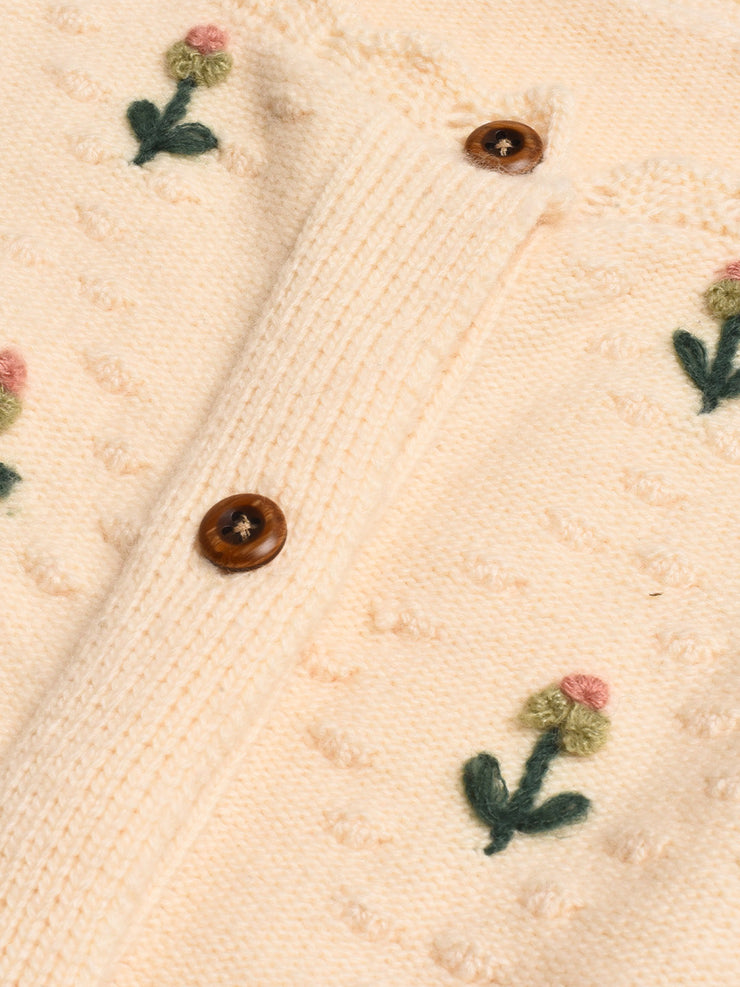 【Final Sale】Kira V-Neck Crochet Tie-Waist Wool Sweater