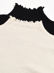 Amanda Ruffle Collar 100% Wool Sweater