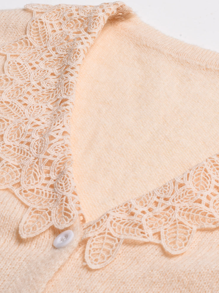 Charlee V-Neck Lace Embroidery Cardigan