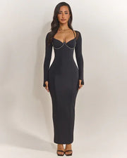 Sexy Long Sleeve Low-Cut Slim Fit Hip Skirt