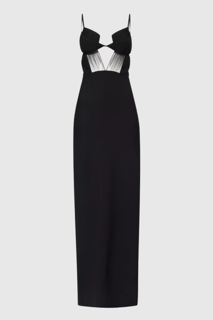 Sathva Cutout Mesh Maxi Bandage Dress