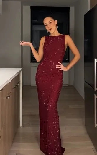 Sexy Elegant Sleeveless Shiny Dress