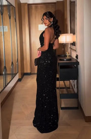 Sexy Halter Sequined Slim-Fit Shiny Dress