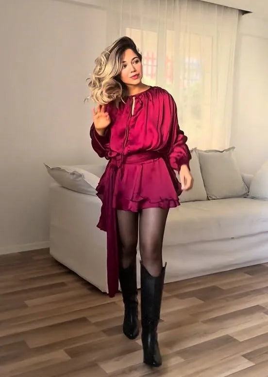 Sexy Cutout Strap Solid Color Mini Skirt