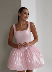 Sexy U Collar Waist Sequined Pettiskirt
