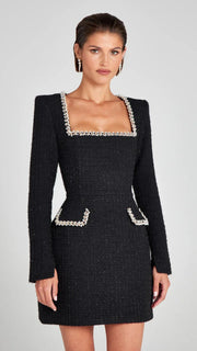 Sexy Rhinestone U-Collar Waist-Tight Luxury Dress