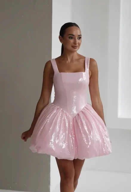 Sexy U Collar Waist Sequined Pettiskirt