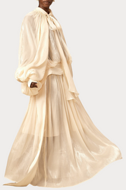 Solvia Balloon Sleeve Ruched Maxi Dress - Beige