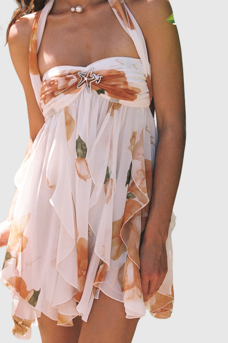 Takala Floral Halter Backless Mini Dress