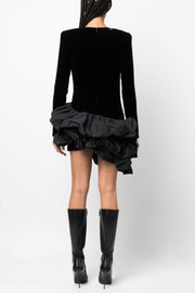 Ursula Velvet Ruffle Long Sleeve Mini Dress