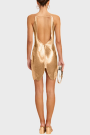 Veroty Halter Fringe Mini Dress - Gold