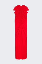 Viceroy Keyhole Mesh Ruched Maxi Dress - Red