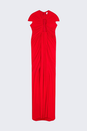 Viceroy Keyhole Mesh Ruched Maxi Dress - Red