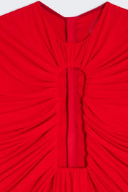 Viceroy Keyhole Mesh Ruched Maxi Dress - Red