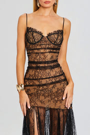 Zsuza Lace Slit Maxi Dress