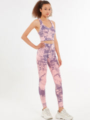 Mesh Floral Printed Bra& Legging Suits