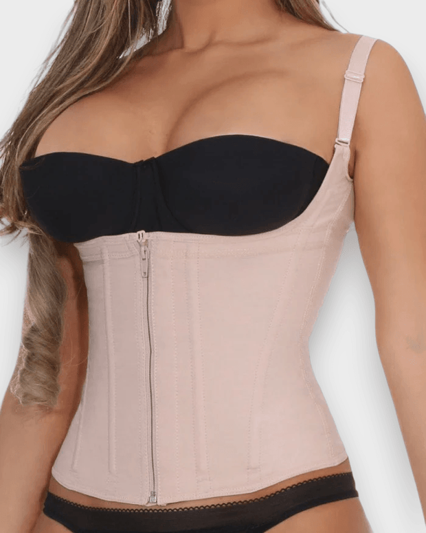 Zipper Body Shaper Waist Training Vest in Super Powernet