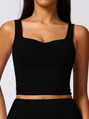 Wrap Pleated Solid Color Spaghetti-Neck Yoga Tops