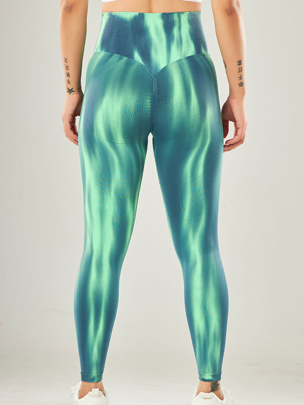 Skinny Wrap Yoga Bottoms High-Waisted Tie-Dyed Tights Leggings