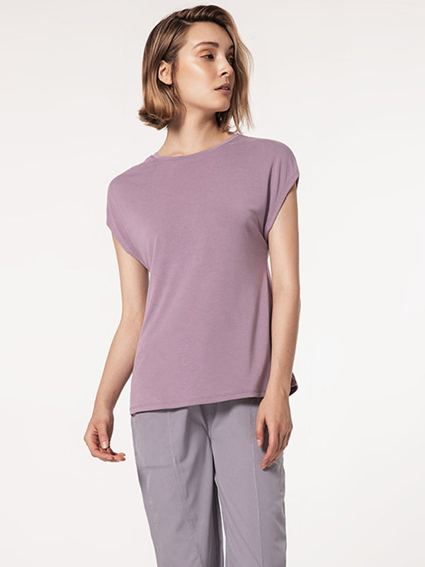 Short Sleeve Loose Round-Neck Backless Casual T-Shirt Top