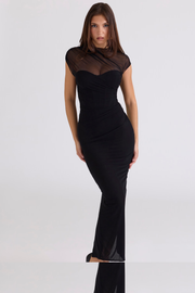 Sexy Sleeveless Stitching Mesh Slim Fit Dress