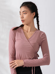 Loose Bandage Solid Color V-Neck Yoga Tops