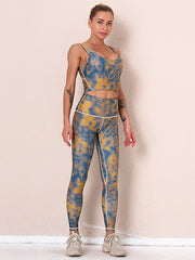 Tie-Dyed Top Bra&Legging Fitness Suits