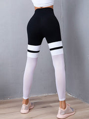 High-Waisted Buttocks Contrast Mesh Stitching Yoga Leggings