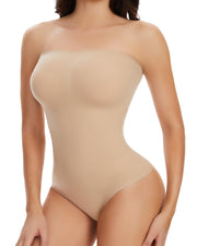 Women's Strapless Bodysuit Tummy Control Thong Body Shaper Sculpting Leotards