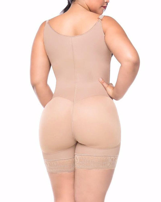 Women's Butt Lifting Open Bust Bodysuit Body Shaper With Zipper Shapewear Slimming Compression Faja With Straps