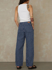 Casual Striped Linen Women's Pants