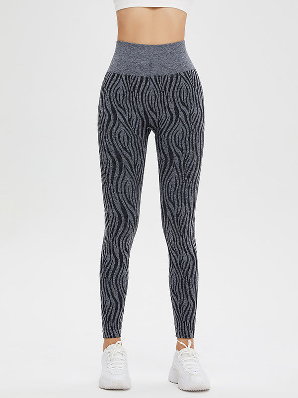 Skinny Leg Wrap Zebra-Stripe Leggings Yoga Bottoms