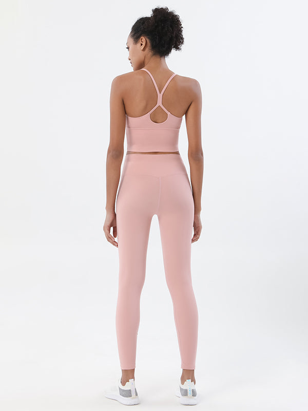 High-Waisted Pockets Solid Color Yoga Bottoms