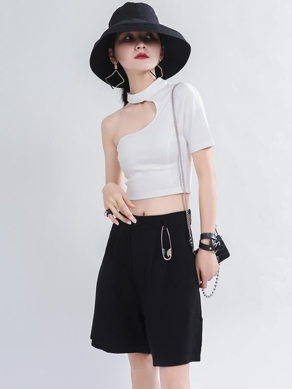 Sexy Wrap Exposed Navel Solid Cropped Tee