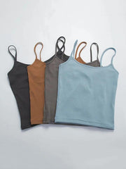 Wrap Solid Spaghetti-Neck Vest Top