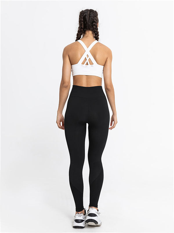 Skinny Wrap Yoga Bottoms High-Waisted Solid Color Leggings