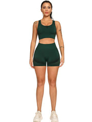 Wrap Back Hollow Bra&Shorts Quick Dry Yoga Suits