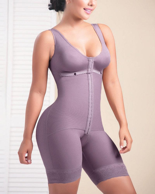 Women Bodysuit Front Closure Adjustable Tummy Control Shapewear Slimming Fajas Lace Body Shaper