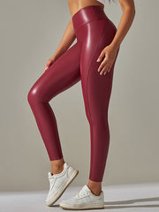 Skinny Leg High-Waisted Solid Color Ninth Pants