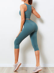 Simple Sleeveless Sport High-Waisted Legging Fitness Suits