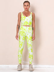 Tie-Dyed Top Bra&Legging Fitness Suits