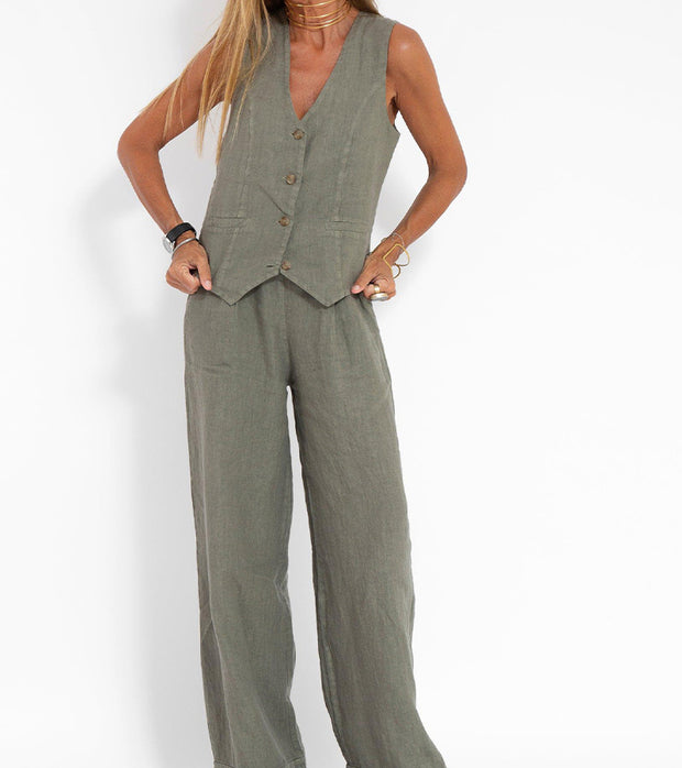 Vest & Pants Cotton Leisure Suit