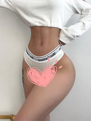 Traceless Middle Waist Thong Breathable Cotton Sports Underwear