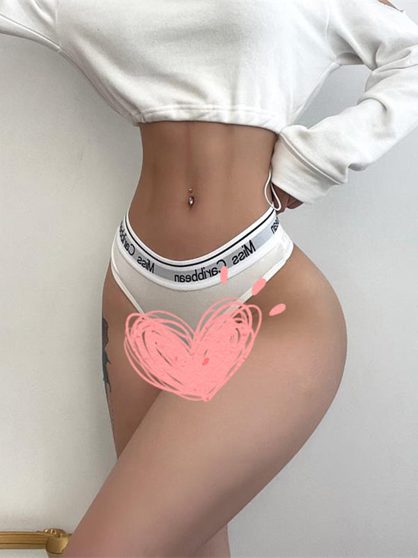 Traceless Middle Waist Thong Breathable Cotton Sports Underwear