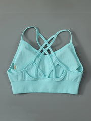 Skinny Wrap Hollow Solid Color Yoga Tops Spaghetti-Neck Bra