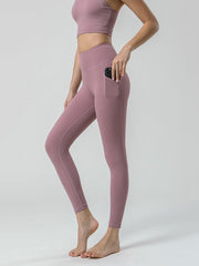 Breathable Solid Color High-Waisted Pockets Yoga Suits