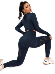 Solid Color Breathable Long Sleeves Yoga Suits