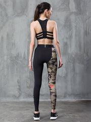 Camo Paneled Breathable Tight Fitting Quick Drying Leggings