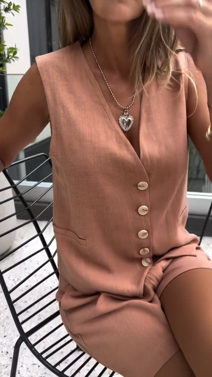 Cotton and Linen Vest Set