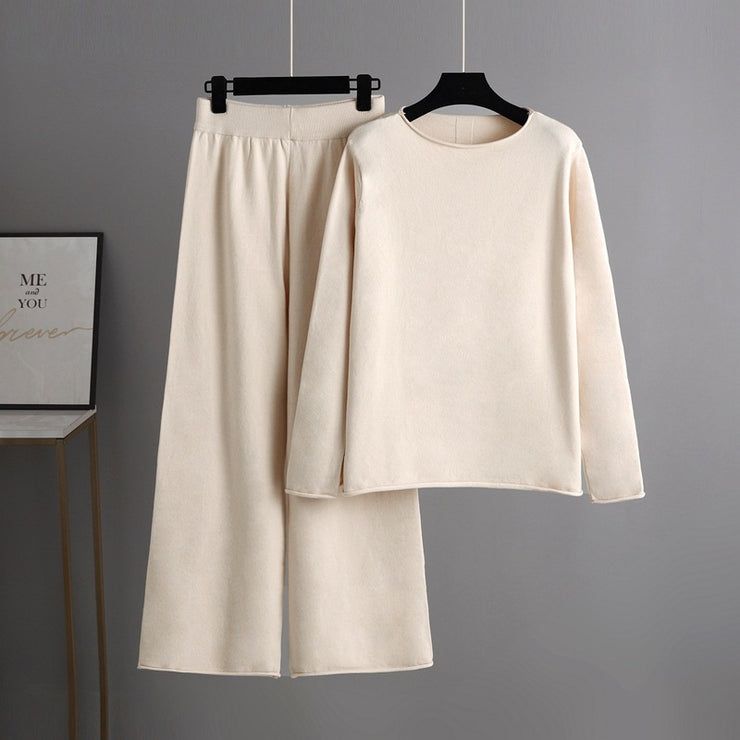 Autumn and winter lazy knit casual two-piece suit